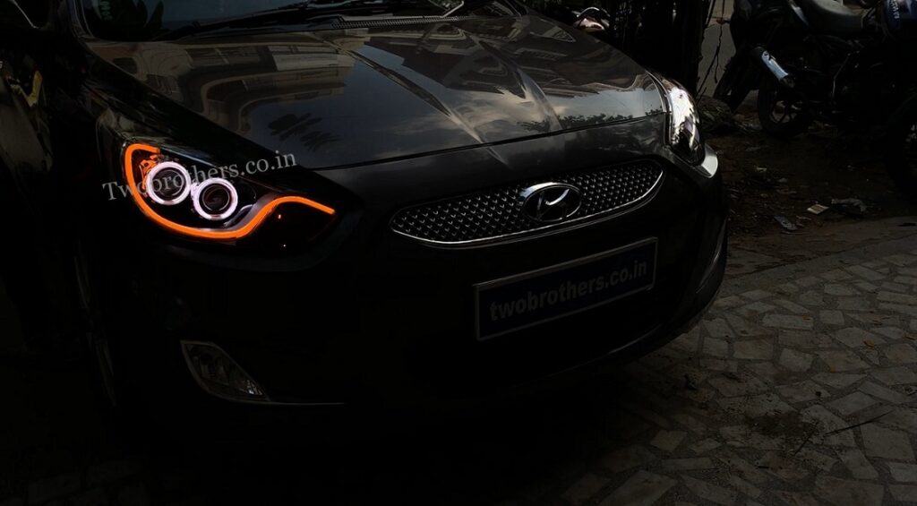 Verna Fluidic Dual Projector Headlights with DRL V2 Car Projector DRL